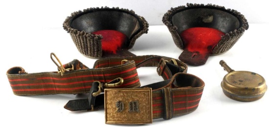 LOT 3 EPAULETTES PAIR AND DRESS BELT BUCKLE SWORD