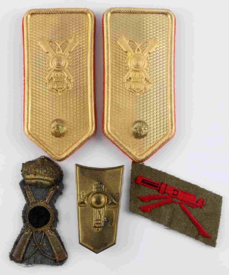 4 WWII ITALIAN INSIGNIA SHOULDER BOARDS CAP LOT