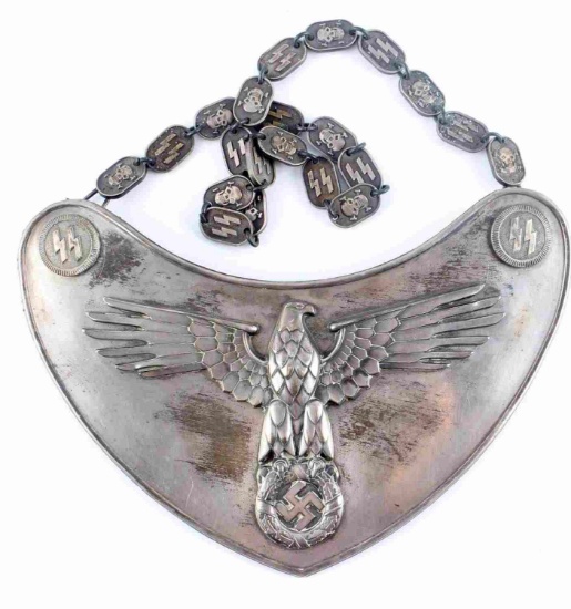 WWII GERMAN WAFFEN SS GORGET WITH CHAIN RZM