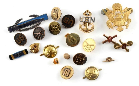 MULTI WAR US NAVY CAVALRY & ARMY INSIGNIA PIN LOT
