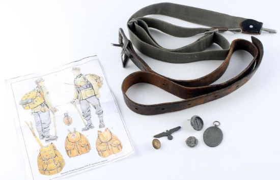 ASSORTED WWII GERMAN LOT BELT MEDAL EAGLE BUTTONS