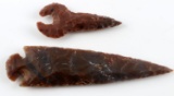 LOT OF 2 ARROWHEAD POINT & ECCENTRIC RED CHERT