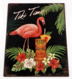 TIKI TIME WALL TIN MAN CAVE FLAMINGO DECORATION