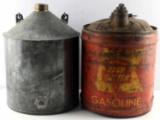 LOT OF 2 LARGE GASOLINE METAL TIN CANS KEEN KUTTER