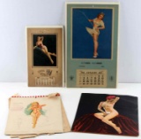 LOT OF 4 1940 S PINUP GARAGE CALENDARS EPHEMERA