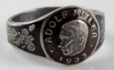 WWII GERMAN THIRD REICH HITLER 1933 SILVER RING