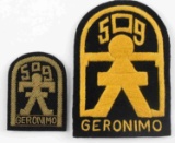 2 WWII US ARMY 509TH AIRBORNE GERONIMO PATCH LOT