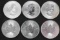 2015 CANADIAN MAPLE LEAF 1 OZ  6 SILVER COINS BU