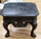 CHINESE CARVED CLAW FOOT MARBLE TOP END TABLE