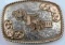 ANTIQUE STERLING SILVER 10K ENGRAVED BELT BUCKLE