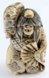 ANTIQUE IVORY JAPANESE ONI KIJO DEMON MONSTER