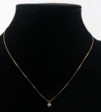 14 KT GOLD DIAMOND SOLITAIRE PENDANT NECKLACE