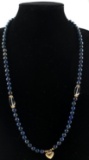 14 KT GOLD LAPIS LAZULI BEAD CRYSTAL NECKLACE