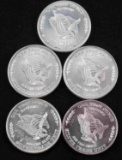 SILVER 1 OZ TRADE UNIT LOT OF 5 COINS MINTED 1981