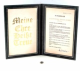 WWII GERMAN RECREATION OF SS HONOR RING & DOCUMENT