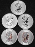 5 2021 CANADIAN MAPLE LEAF .999 SILVER COIN LOT