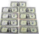 LOT OF 9 FEDERAL SILVER CERTIFICATES 1 & 5 DOLLAR