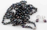 TAHITIAN BLACK BAROQUE PEARL NECKLACE & EARRINGS