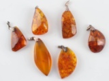 LOT 6 RUSSIAN BALTIC AMBER PENDANTS W MOSQUITOES