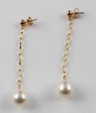 14KT GOLD AND PEARL DROP EARRINGS