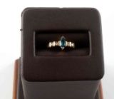 14 KT GOLD RING WITH BLUE TOPAZ DIAMOND ACCENT