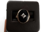 BDA 10KT GOLD ONYX DIAMOND RING