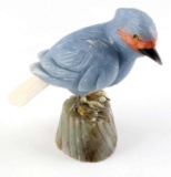 CARVED NATURAL STONE GEMSTONE BLUEBIRD