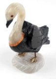 CARVED NATURAL STONE GEMSTONE WATER FOWL FIGURE