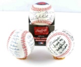 LOT OF 3 TEAM SIGNED BASEBALLS WITH GOLD STANDS