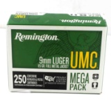 250 ROUNDS 9 MM LUGER 115 GR REMINGTON AMMUNITION