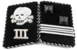 WWII GERMAN TOTENKOPF SS III OFFICER COLLAR TABS