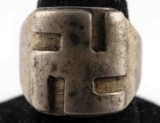 GERMAN WWII THIRD REICH NSDAP SWASTIKA SILVER RING