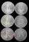 1 OZ AMERICAN SILVER EAGLE COINS BU  LOT OF 6