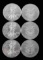 1 OZ AMERICAN SILVER EAGLE COINS BU LOT OF 6