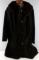 LADIES BROWN SUEDE LEATHER COAT W MINK COLLAR