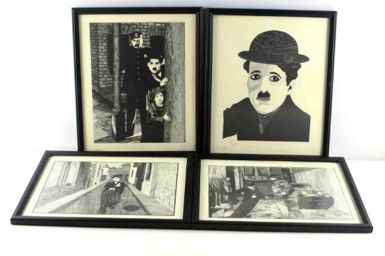 4 SIGNED LIMITED EDITION SCREEN PRINTS OF CHAPLIN