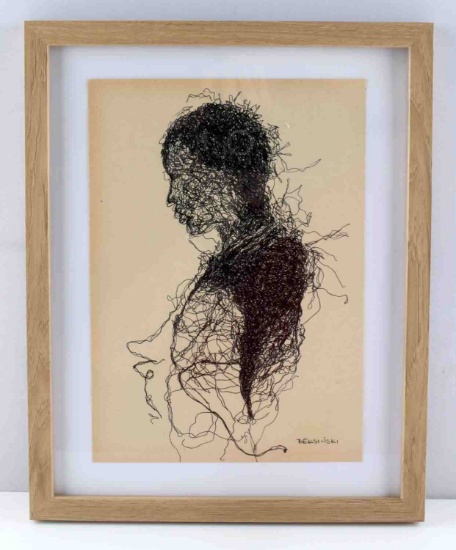 BEKSINSKI ORIGINAL SIGNED INK HUMANOID DRAWING