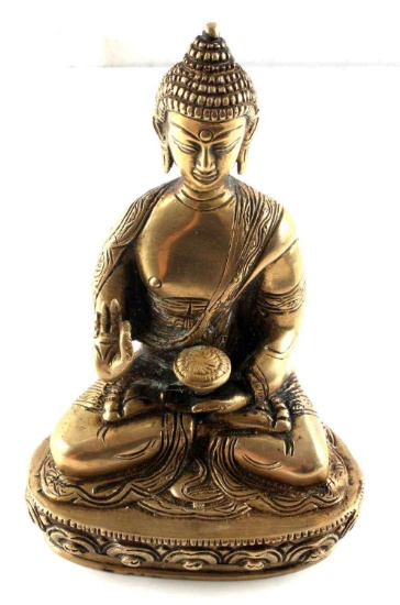 ANTIQUE BRASS BUDDHA MEDITATION STATUE