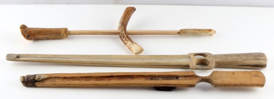 3 NATIVE AMERICAN ATLATL LOT CLAUDE VAN ORDER