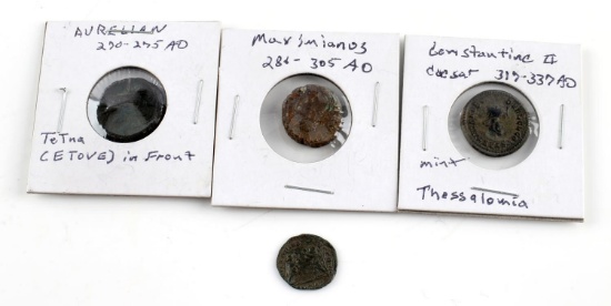 ANCIENT ROMAN AE BRONZE COIN LOT OF 4