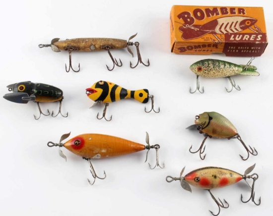 HEDDON DOWAGIAC BOMBER ANTIQUE FISHING LURE LOT