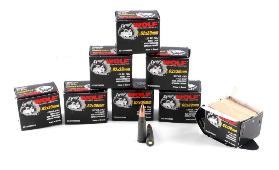 160 RDS WOLF 7.62 X 39MM AMMO RUSSIAN NEW IN BOX