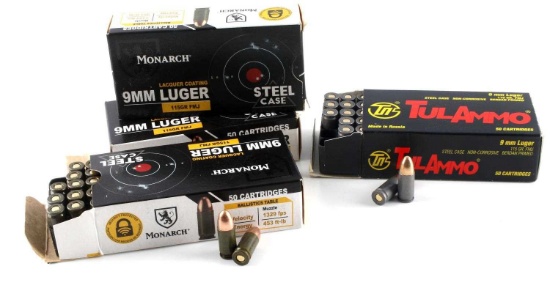 200 ROUNDS OF 9MM LUGER AMMO MONARCH & TUL AMMO