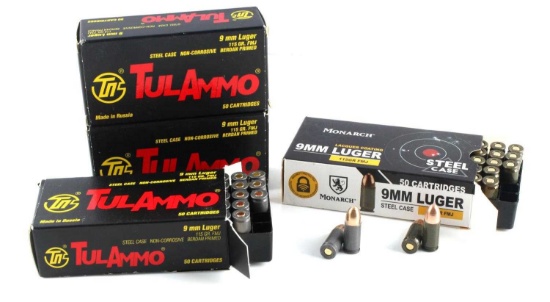 200 RDS OF 9 MM LUGER AMMO IN BOX TUL AMMO MONARCH