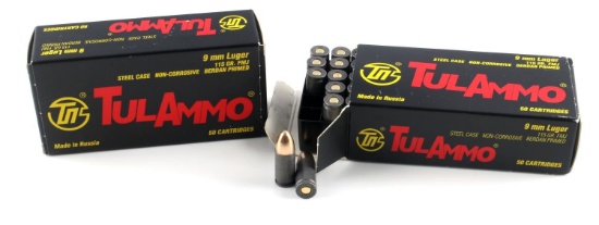 100 ROUNDS OF TULAMMO 9MM LUGER AMMUNITION