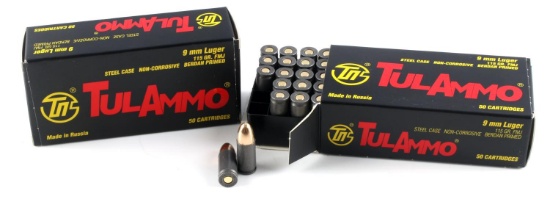 100 ROUNDS OF TULAMMO 9MM LUGER AMMUNITION