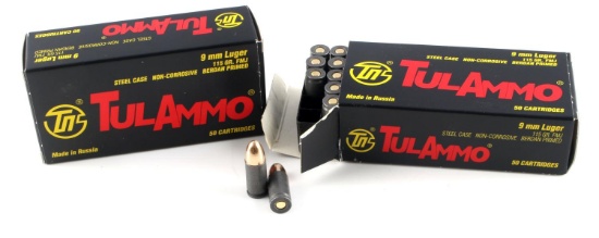 100 ROUNDS OF TULAMMO 9MM LUGER AMMUNITION