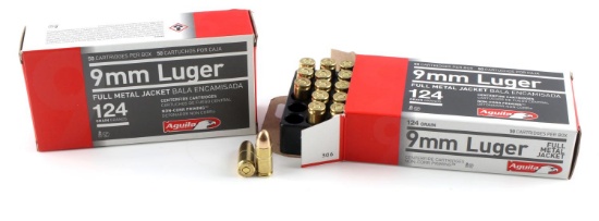 100 ROUNDS OF AGUILA 9MM LUGER AMMUNITION 124 GR