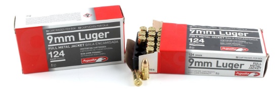 100 ROUNDS OF AGUILA 9MM LUGER AMMUNITION 124 GR