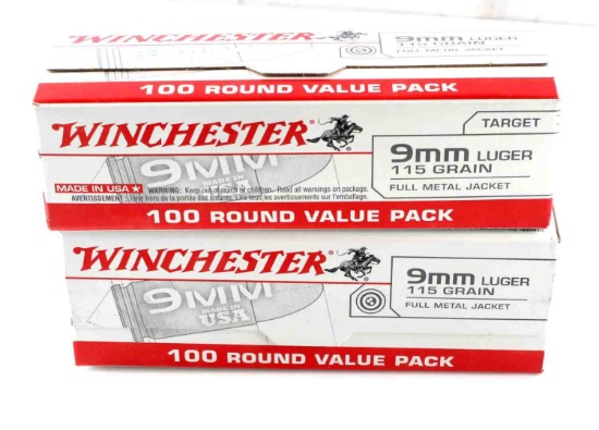 LOT OF 200 ROUNDS OF 9MM LUGER FMJ AMMUNITION
